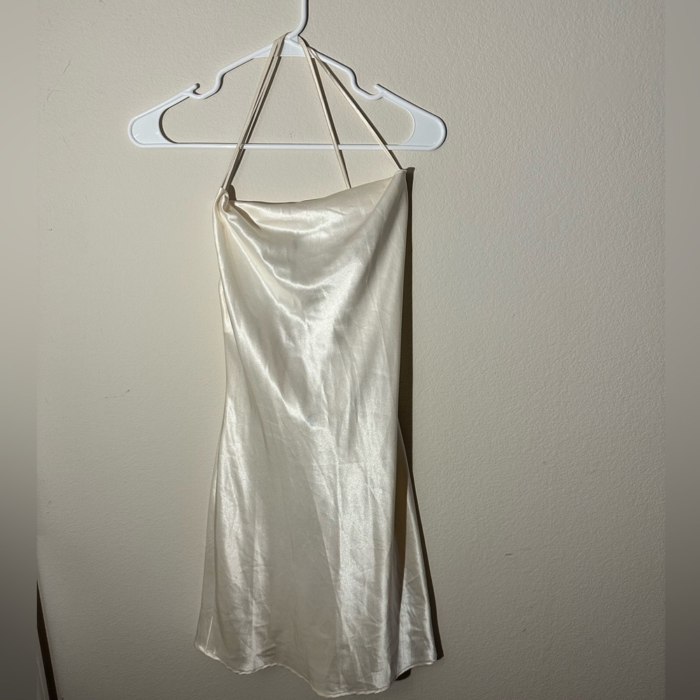 Silk white mini dress with straps